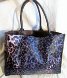 NIEMAN MARCUS PURPLE Leopard Cheetah Panther TOTE Market Bag Shopper Vegan Beach Book