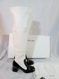 NEW Womens CELINE PARIS Leather Thigh High Boot 70 ITALY 36 6 WHITE BLACK