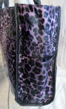 NIEMAN MARCUS PURPLE Leopard Cheetah Panther TOTE Market Bag Shopper Vegan Beach Book