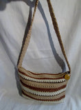 THE SAK signature knit shoulder bag satchel hobo purse BEIGE BROWN STRIPE Vegan