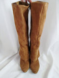 Womens JESSICA SIMPSON RALLIE Suede Leather Sheath Boot BROWN 10 Wedge Heel
