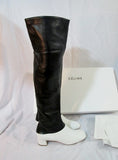 NEW Womens CELINE PARIS Leather Thigh High Boot 40 ITALY 36 6 BLACK WHITE