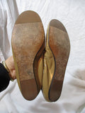 LANVIN Peep Toe Patent Leather Classic Ballet Flat Shoe 36.5 Slipper BEIGE
