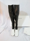 NEW Womens CELINE PARIS Leather Thigh High Boot 40 ITALY 36 6 BLACK WHITE