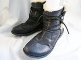 Womens UGG AUSTRALIA 1932 CASPIA Leather Shearling Sherpa BOOTS Shoe BLACK 7