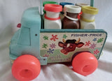 Vintage 1965 FISHER PRICE 131 MILK WAGON Little People Playset Pull Toy COMPLETE!