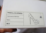 NEW CHARLOTTE OLYMPIA PRISCILLA STRIPES PUMP Shoe 36.5 6 BLACK Heel