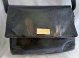 PERLINA NEW YORK Leather Shoulder Bag Handbag Satchel Flap Bag BLACK Crossbody