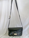 PERLINA NEW YORK Leather Shoulder Bag Handbag Satchel Flap Bag BLACK Crossbody