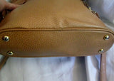 PANTERA leather woven shoulder handbag purse crossbody case WHISKEY BROWN bag M