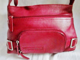 STONE MOUNTAIN leather satchel shoulder bag hobo purse RED CHERRY boho