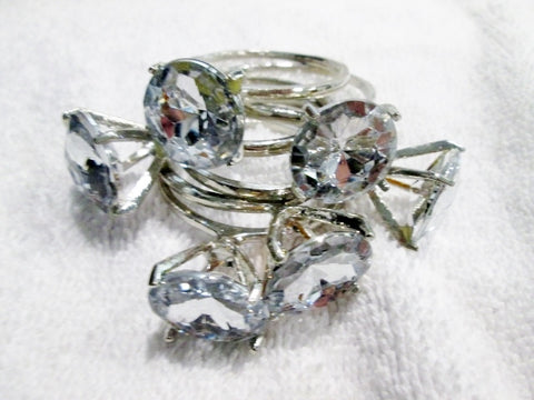Set DIAMOND RING Silver NAPKIN RINGS Wedding Shower Bachelorette Engagement Party