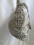 POVERTY FLATS handbag shoulder hobo bag saddle purse TAUPE GRAY Boho Vegan