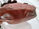 THE SAK Leather Hobo Bag Bucket Saddle Purse Flap BROWN METALLIC STRIPE Hippie Boho