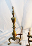 Vintage Brass Set Pair ANDIRONS FIRE DOG LOG HOLDERS FIREPLACE Antique
