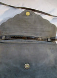 VALENTINO GARAVANI Crossbody Suede Bag Purse GRAY Python Snake BROWN Leather