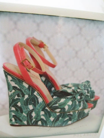 NEW CHARLOTTE OLYMPIA MEREDITH WEDGE HEEL Shoe 36 6 GREEN CAPRETTO