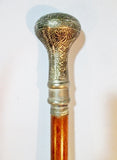 Vintage Carved Crafted Wood Walking Stick Cane Removable Metal Top Travel Hiking Trekking Folk Art