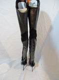 NEW GUCCI ITALY LEATHER Fetish Runway Tall Stiletto BOOT BLACK 36.5 6