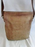 Pebbled SUEDE LEATHER Satchel Hobo Bag Bucket Sling BROWN BEIGE Hipster Boho