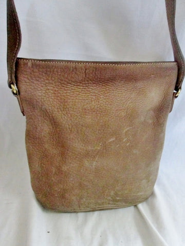 Pebbled SUEDE LEATHER Satchel Hobo Bag Bucket Sling BROWN BEIGE Hipster Boho