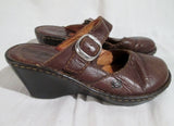 Womens BORN Hand Crafted Leather Clogs Shoes Slip-On Mules Wedge Heel 6 BROWN