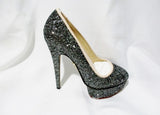 NEW CHARLOTTE OLYMPIA PRISCILLA PUMP Glitter Shoe 36 6 GREY Heel