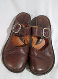 Womens BORN Hand Crafted Leather Clogs Shoes Slip-On Mules Wedge Heel 6 BROWN