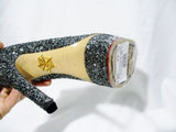 NEW CHARLOTTE OLYMPIA PRISCILLA PUMP Glitter Shoe 36 6 GREY Heel
