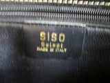 SISO SELECT ITALY Canvas Leather Satchel Purse Bag Tote TAN BLACK Key Lock