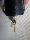 SISO SELECT ITALY Canvas Leather Satchel Purse Bag Tote TAN BLACK Key Lock