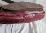 THE SAK PYTHON Snakeskin Leather Hobo Crossbody Bag Sling Messenger PURPLE BROWN