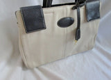 SISO SELECT ITALY Canvas Leather Satchel Purse Bag Tote TAN BLACK Key Lock
