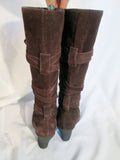 Womens ENZO ANGIOLINI SALIE Criss Cross Knee High Suede Boots BROWN 6.5 Wedge Heel