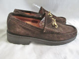 Womens DAVID AARON Suede Moccasins Leather Shoe 6.5 BROWN HORSEBIT Loafer Slip on