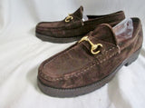 Womens DAVID AARON Suede Moccasins Leather Shoe 6.5 BROWN HORSEBIT Loafer Slip on