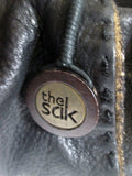 THE SAK Leather Shoulder Bag Tote Handbag Satchel Bowler BLACK Stitched Medical Bag