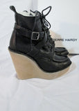 NEW NIB Womens PIERRE HARDY GRAINED KID Shearling Bootie 37 6.5 BLACK