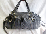 THE SAK Leather Shoulder Bag Tote Handbag Satchel Bowler BLACK Stitched Medical Bag