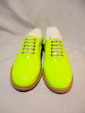 NEW CHRISTIAN LOUBOUTIN HAVANA FLAT BROGUE SHOE 36.5 6 YELLOW NEON Loafer PATENT Leather Womens NIB