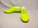 NEW CHRISTIAN LOUBOUTIN HAVANA FLAT BROGUE SHOE 36.5 6 YELLOW NEON Loafer PATENT Leather Womens NIB