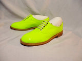 NEW CHRISTIAN LOUBOUTIN HAVANA FLAT BROGUE SHOE 36.5 6 YELLOW NEON Loafer PATENT Leather Womens NIB