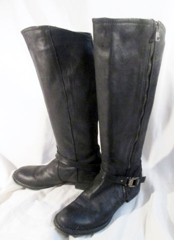 Womens ALBERTO FERMANI ITALY Glove Leather Sexy Riding Moto BOOTS Black 6.5 Rocker