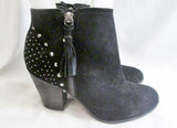 Womens GUESS FLORES SUEDE Leather Ankle SPIKE BOOTS Booties BLACK 9.5 Fringe Tassel