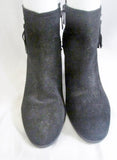 Womens GUESS FLORES SUEDE Leather Ankle SPIKE BOOTS Booties BLACK 9.5 Fringe Tassel