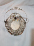 Signed STERLING SILVER Handle DISH BOWL Cut-Out Plate Basket 94g Art Deco Nouveau