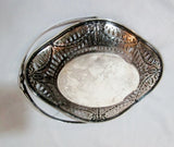 Signed STERLING SILVER Handle DISH BOWL Cut-Out Plate Basket 94g Art Deco Nouveau