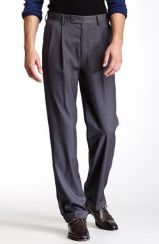 NEW MENS LOUIS RAPHAEL TAILORED MID GREY MONTI HERRINGBONE Stripe PANTS 44X32 GRAY