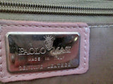 PAOLO MASI ITALY Textured LEATHER FLORAL Tote Bag Shopper Carryall PINK Stitched