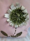 PAOLO MASI ITALY Textured LEATHER FLORAL Tote Bag Shopper Carryall PINK Stitched